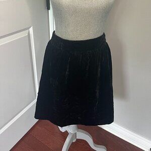 Loft Velour Pull on Above the Knee Skirt Black Size M EUC